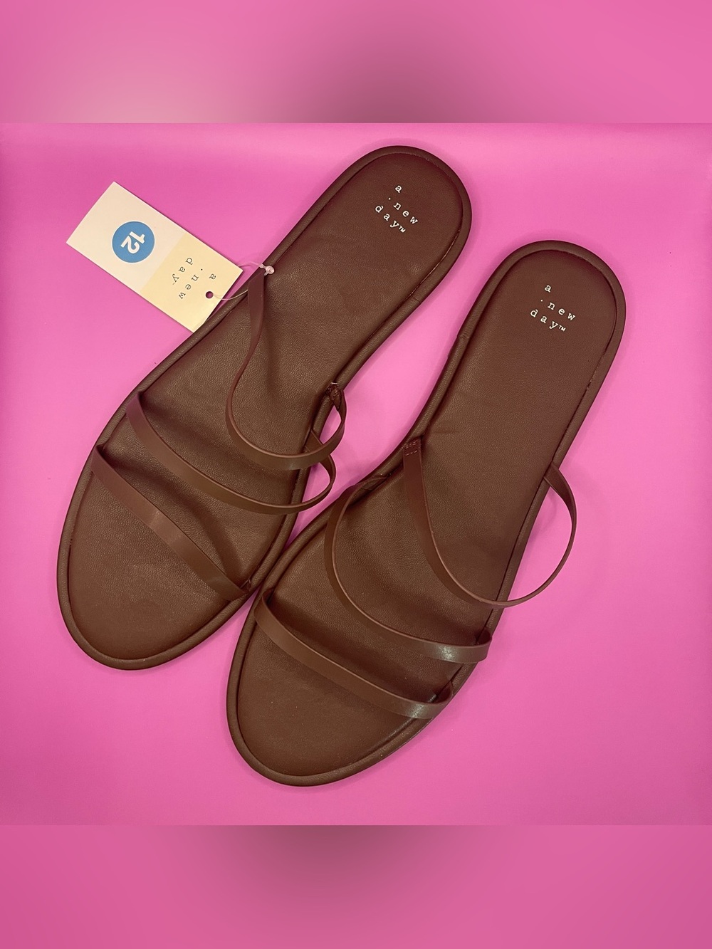 a new day Brown Multi-Strap Slide Sandals